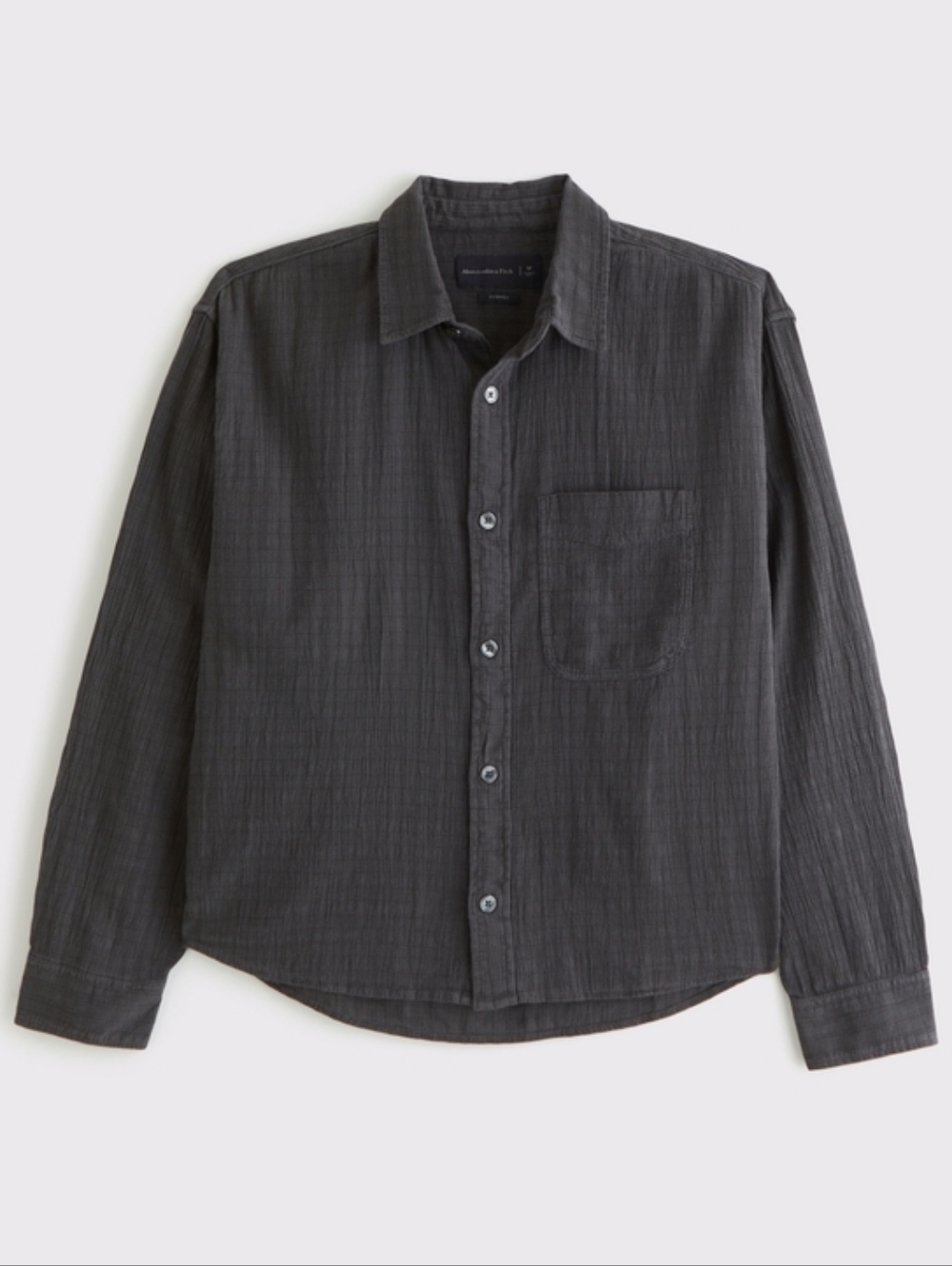Abercrombie & Fitch Men's Dark Gray Crop Button-Up Shirt *NWT*